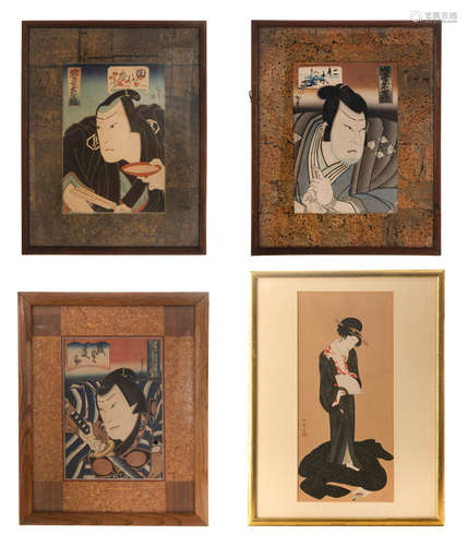 SET OF FOUR JAPANESE WOODBLOCK PRINTS