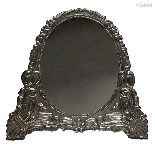 Sterling on Wood Dresser Mirror