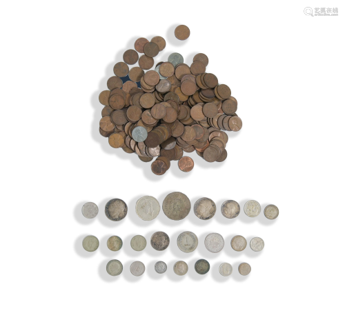 23 World Silver Coins, 234 Unsorted Wheat Cents