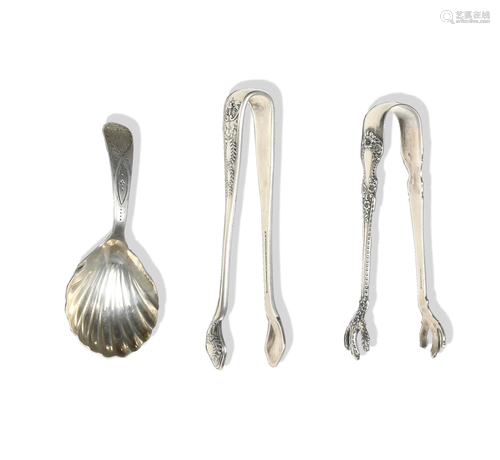 Sterling Caddy Spoon, Tiffany & Gorham Tongs