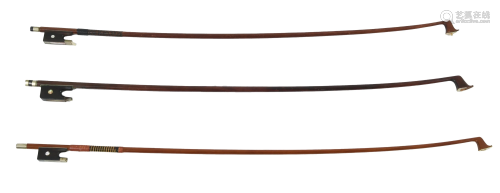 Three Violin Bows inc. Albert Nurnberger(?)