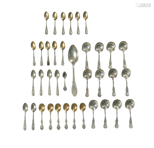 31 Sterling Spoons, Gorham, Jennings, Knowles, Etc