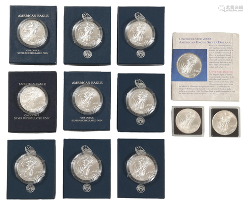 12 UNC. West Point American Eagle Silver Dollars