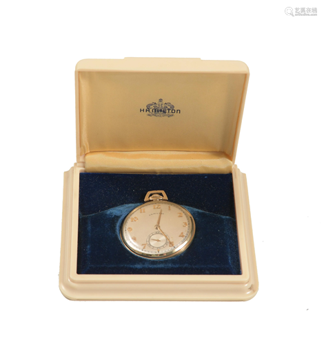 Cased Hamilton 14K GF Presentation Pocket Watch