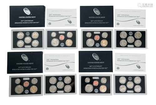 4, US Mint 225th Anniversary Enhanced Coin Sets