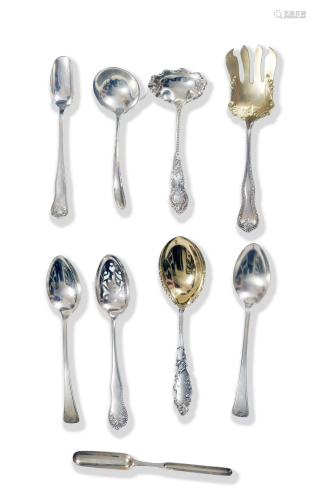 9 Assorted Sterling Serving Pieces, Towle, Gorham