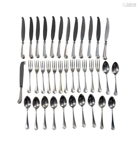 37 Piece Italian Coin Silver Luncheon Flatware