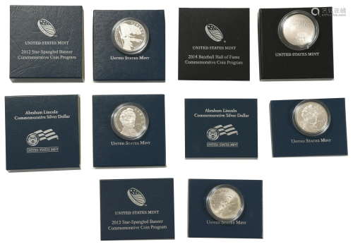 5 Commemorative Silver Dollars Inc. Proofs