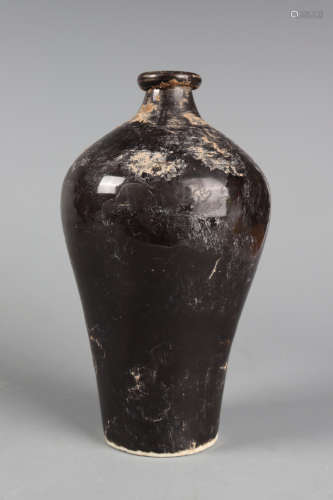 Chinese Black Glazed Porcelain Plum Bottle