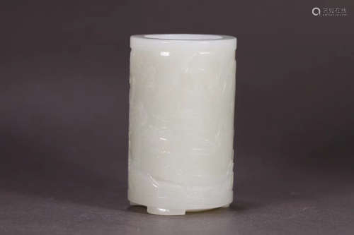 Chinese Hetian Jade Brush Pot