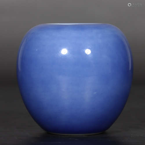 Chinese Qing Dynasty Kangxi Blue Glazed Porcelain Water Vess...