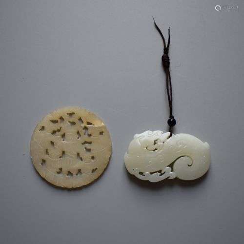 TWO White Jade Counterweight Toggles