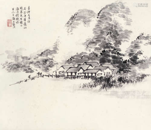 钱镜塘（1907～1983） 山水 镜片 水墨纸本