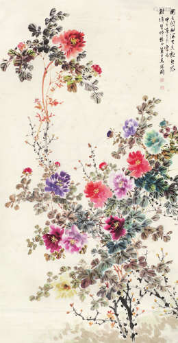 马万里（1904～1979） 花卉 立轴 设色纸本