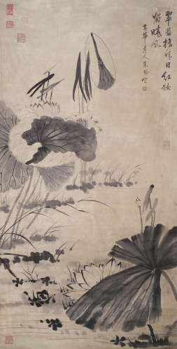 朱龄（1821～1850） 荷花 立轴 水墨纸本