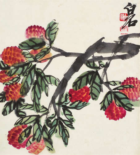 齐白石（1864～1957）（款） 荔枝图 立轴 设色纸本