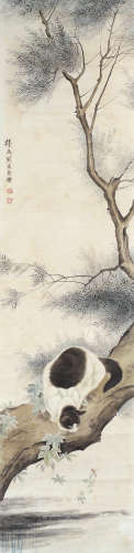 刘奎龄（1885～1967） 猫趣图 立轴 设色纸本