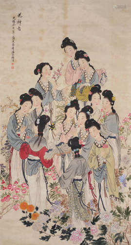 潘振镛（1852～1921） 花神图 立轴 设色纸本