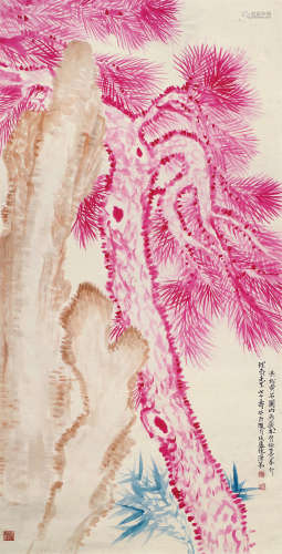 陈汉弟（1874～1949） 朱松 立轴 设色纸本