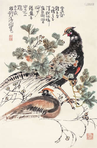 程十发（1921～2007） 锦上添花 镜片 设色纸本