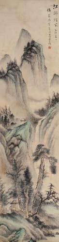 吴石僊（1845～1916） 江村烟丽 立轴 设色纸本