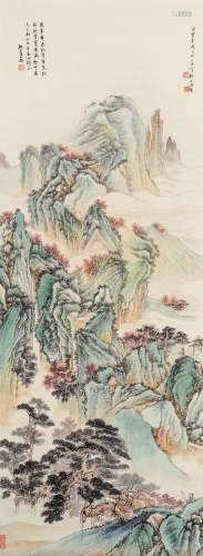 郑午昌（1894～1952） 白云清啼图 立轴 设色纸本