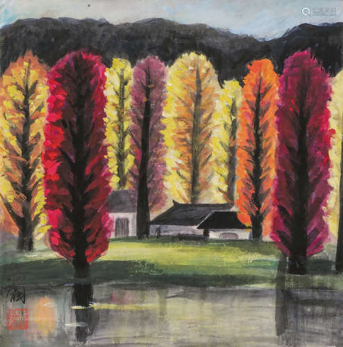 林风眠（1900～1991） 风景 镜片 设色纸本