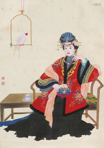 王美芳（b.1949） 鹦鹉 镜片 设色绢本