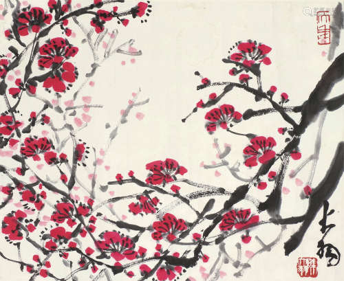 陈大羽（1912～2001） 梅 镜片 设色纸本