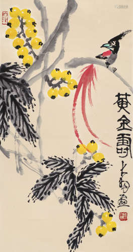 陈大羽（1912～2001） 花鸟 立轴 设色纸本