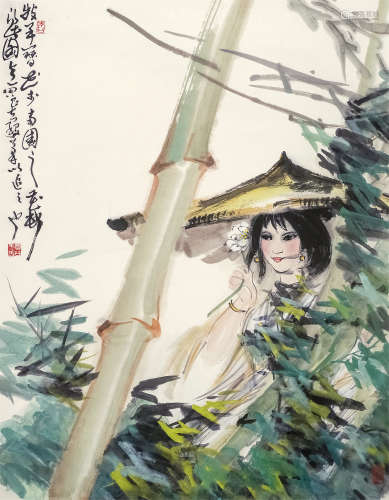 周昌谷（1929～1985） 少女 立轴 设色纸本