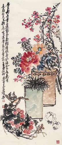 吴昌硕（1844～1927） 花卉 立轴 设色纸本