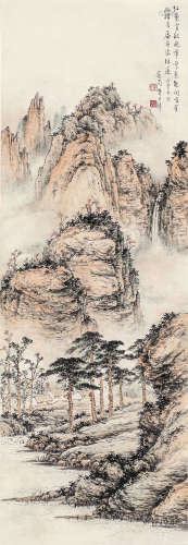 黄君璧（1898～1991） 红叶秋山 立轴 设色纸本