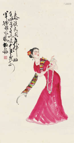单伯钦（b.1936） 傣族舞 立轴 设色纸本