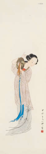 胡也佛（1908～1980） 仕女图 立轴 设色纸本