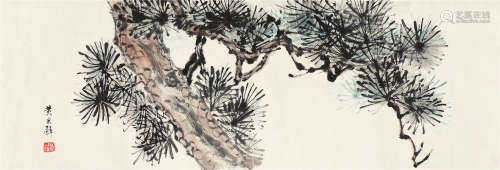 黄君璧（1898～1991） 松 镜片 设色纸本