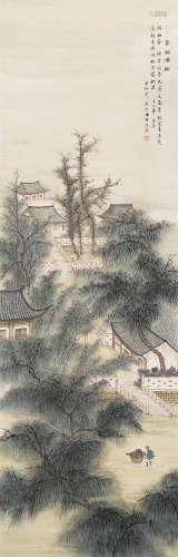 鲍少游（1892～1985） 晋祠烟树图 立轴 设色纸本
