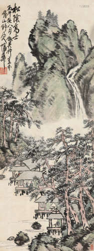 丙午（1906）年作 蒲华  松阴高士  屛轴 设色纸本