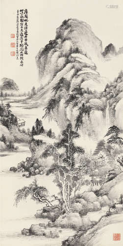 辛未（1931）年作 萧俊贤  前贤诗意  立轴 水墨纸本