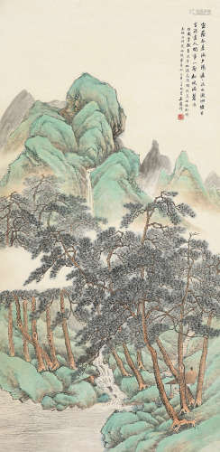 己亥（1899）年作 吴榖祥  松溪高隐  立轴 设色纸本