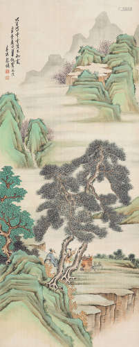 辛未（1931）年作 彭旸  深山炼丹  立轴 设色绢本