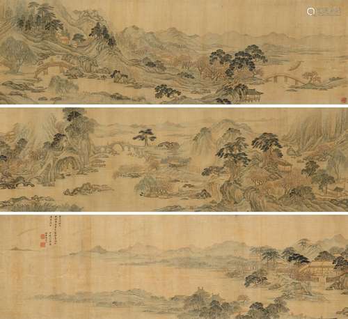 张复 癸亥（1623）年作 春山酒社 设色绢本 手卷