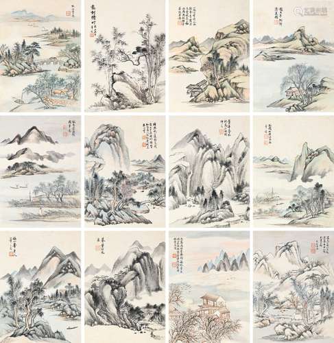 黄均 丁酉（1837）年作 遣兴册 设色纸本 册页十二开