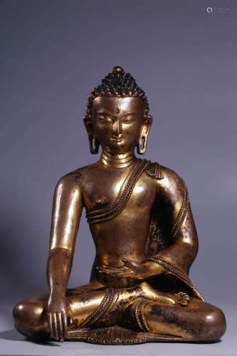 Song and Yuan Dynasties, seated statue of Sakyamuni in gilde...