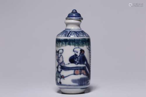 Qing Dynasty, blue and white bucket color character story gr...