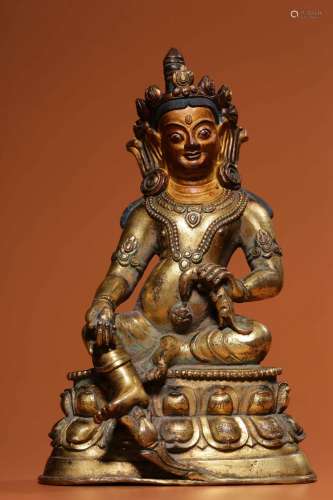 Qing Dynasty, Lhasa Buddha bronze gilt golden yellow god of ...
