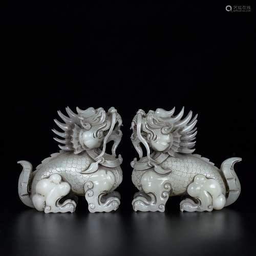 Fine Hetian jade kylin ornaments