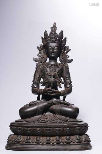 In the Qing Dynasty, a seated statue of Buddha with infinite...