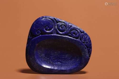 Qing Dynasty, lapis lazuli ruyi grain small inkstone