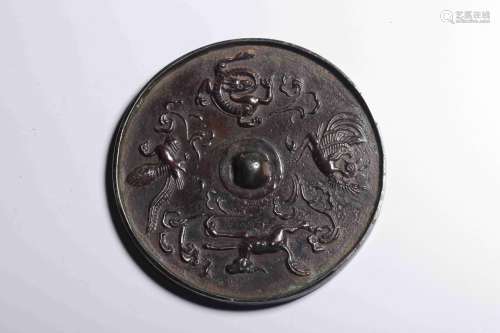 Before the Ming Dynasty, bronze four-god beast bronze mirror
